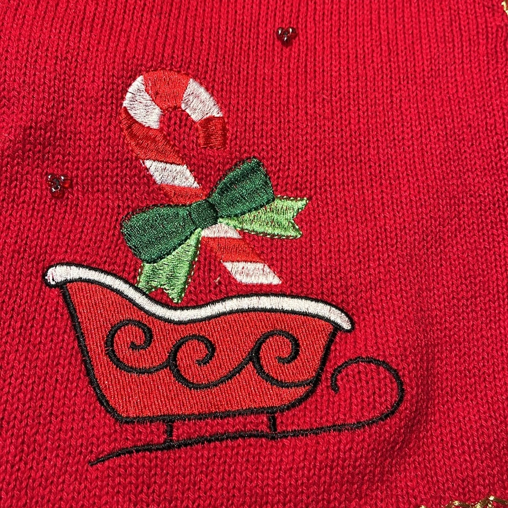 Holiday Editions Ugly sweater SMALL with gingerbread man candy cane sled etc. - Picture 3 of 5